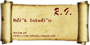 Rák István névjegykártya