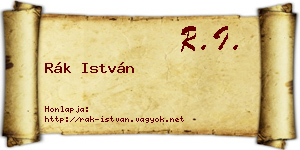Rák István névjegykártya